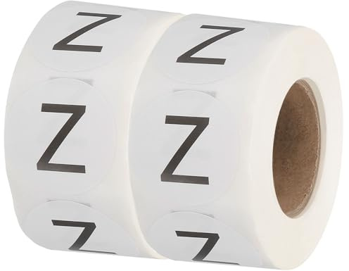 PATIKIL Etiquetas de Inventario de Letras Z, Pegatinas de Letras Mayúsculas de 1 Pulgada Autoadhesivas Redondas de Círculo (2 Rollos/Total 1000 Piezas) para Oficina, Almacenamiento