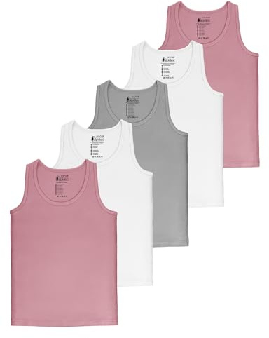 ALPIDEX Pack de 5 Camisetas Interiores Niñas 100% Algodón Camisetas Sin Mangas, Tamaño:158-164 cm (13-14 años), Color:Candy