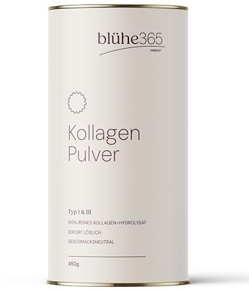 Blühe365 Collagene Polvere 450g – Tipo I & III Polvere di idrolizzato di collagene ad alte dosi – Gusto neutro & Eccellente solubilità – Serie di collagene HEBESO