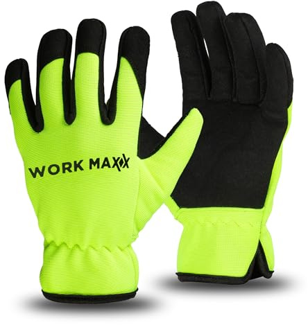 WORK MAXX Dornensichere Gartenhandschuhe – robuster Schutz für Rosen, Disteln und harte Gartenarbeiten (Gelb, Medium)