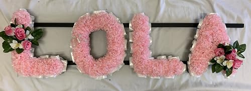 Silky Bouquets Customizable Funeral Flowers - Personalized Artificial Silk Flowers for Graves & Funerals | Lasting Remembrance with Any 4 Letters, WIFE GRAN NANA JOHN LOLA