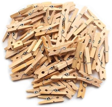 100 mollette in legno, 4,5 cm, mini mollette in legno, piccole, sostenibili, ideali per appendere foto, cartoline, fai da te, decorazioni per interni ed esterni