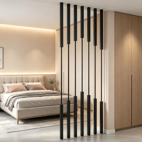 Järn Rumsavdelare 7 st, Skärm för Hall, Kontor | 7-delad Järnväggavdelare,Stående Skärmvägg för Entré,Kontor eller Vardagsrum,Dekorativa Sekretesspelare(A 7pcs,105cm/41.3in)