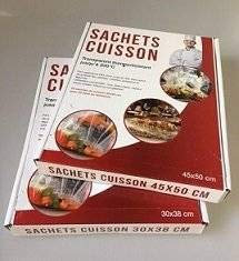 F.A.F 50 sachets cuisson transparents jetables, construction en PET avec fermeture à glissière, passe au micro-ondes (30 x 38)