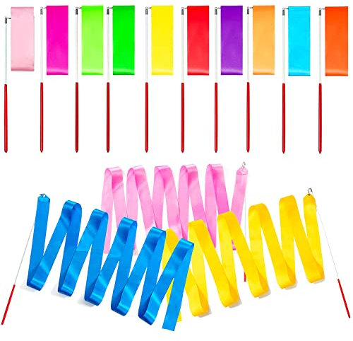 ZARRS Tanzbänder, 10 Stück, Rhythmische Gymnastik, Streamer, 2 m, Kinder, für die künstlerische Ausbildung, Tanzstab