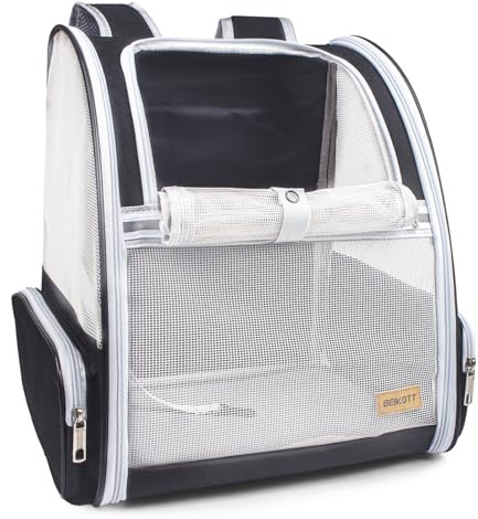 BEIKOTT Cat Carrier Backpack, Dog Backpack, Ventilate Pet Cats Puppy Dogs Birds Bunny Backpack for Travel Indoor Outdoor Use(Black)
