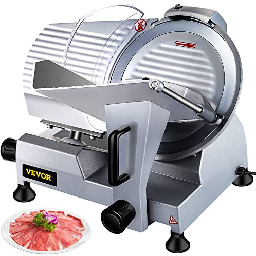 VBENLEM Commercial Meat Slicer,12 inch Electric Meat Slicer Semi-Auto 320W Premium Chromium-plated Steel Blade Adjustable Thickness, Deli Meat Cheese Food Slicer Commercial and for Home use,Sliver