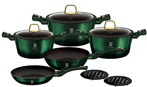 Berlinger Haus Emerald Collection 10 Stück Kochgeschirr Set, BH/6065 Emerald Edelstahl 18/8