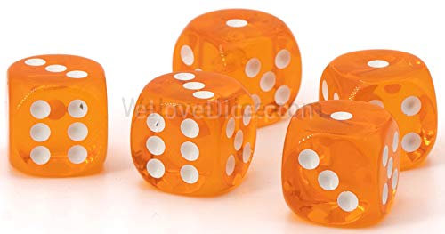 WeLoveBeads 12mm W6 Würfel orange transparent/weiß - Made in Germany! - 10Stk
