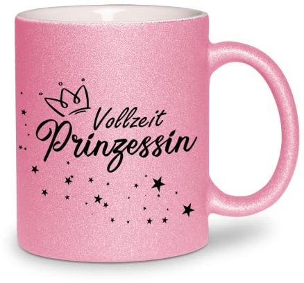 glitzertassen.de® | Vollzeit Prinzessin | Tasse mit Glitzer | Geschenkidee | Rosé