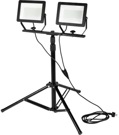 NEO TOOLS Doppelscheinwerfer 200W SMD LED 17000lm; auf Teleskopstativ 1,8m; 230 V 50 Hz; Leuchtwinkel 110 Grad; IP65; Werkstatt, Fotostudio; Kabel 3m; Aluminium