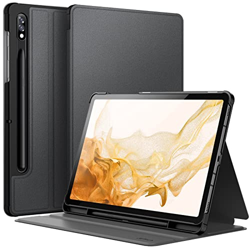 JETech Hülle für Samsung Galaxy Tab S8 2022/S7 2020 11 Zoll mit S Pen Halter, Schlank Folio Ständer Tablet Schutzhülle, Multi-Winkel Ansehen (Schwarz)