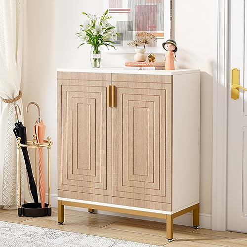 Tribesigns Zapatero para almacenamiento de 20 pares de zapatos, gran zapatero independiente para la entrada con 2 puertas y estantes de 5 niveles para sala de estar, dormitorio, armario, color blanco