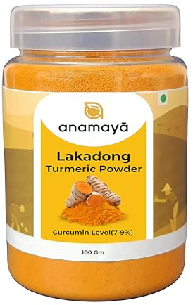 Turmeric powder 100 gms | Tumeric Powder | Curcumin Powder | Ground Turmeric | Lakadong Turmeric | Turmeric Spice for Cooking | Lakadong Turmeric Powder | Lab Tested | Packed in a Reusable Jar |