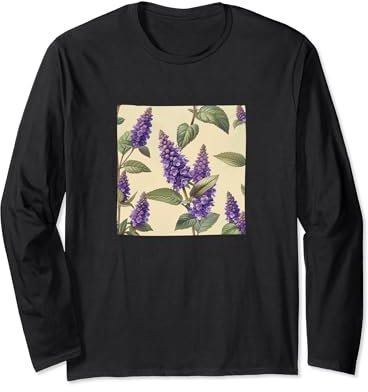 Anise Hyssop Flower Pattern Graphic Long Sleeve T-Shirt