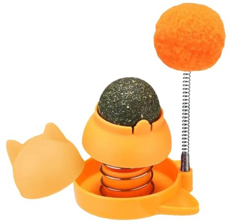 Balle à l' à Chat rotative - Balle Comestible avec Plume - Saine et Amusante - Bubble Ball - pour Soins dentaires - Jouet interactif pour promouvoir la santé