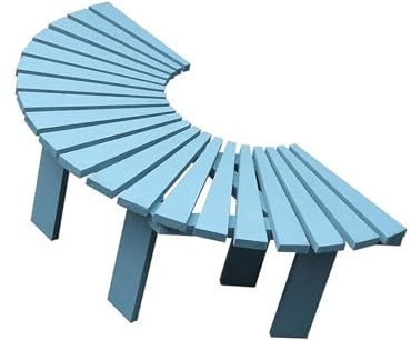 Genérico Banco De Árbol Envolvente, Fácil De Montar, Bancos De Madera En Forma De Abanico For Patio, For Jardín, Piscina Y Césped.(Blue)