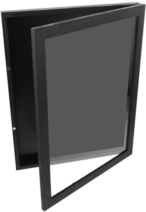 Wuvfojca Mounted Sports Shirt Display Frame 13×13inches Wooden Sports Shirt Display Frame DIY 3D Box Frames For T-shirt With Black Mount Black Backing Desktop Shelf Men Players Fans