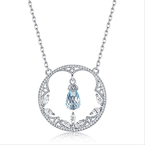 Collier en Argent Sterling 925 pour Femmes, Topaze Naturelle, Grenat, Quartz Rose, Pierres précieuses, Demoiselle d'honneur, Bijoux de Mariage en Or, 100%