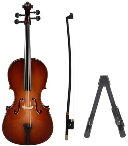 Baxnore modèle de Violoncelle en Bois avec Support, Instrument de Violoncelle à 4 Cordes, Cadeau pour Les Amateurs de Musique, décoration d'exposition de Bureau à Domicile, orneme (20 cm)