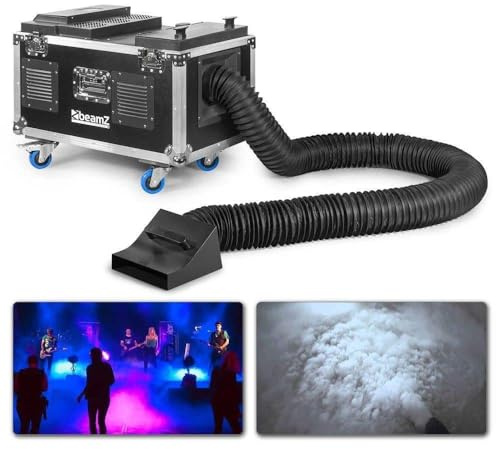 Beamz LF3000 Machine à Fumée Lourde avec Flightcase, Technologie Ultrason pour la Production de Fumée, Faible Suspension, 2 Canaux DMX, Idéal pour des Évènements Professionnels