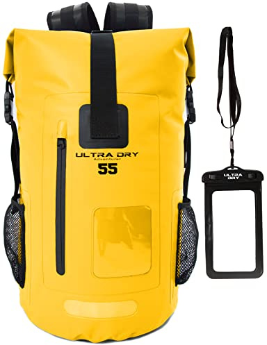Premium 35L Waterproof Dry Bag Backpack, Sack with Phone Dry Bag, Perfect for Boating/Kayaking/Hiking/Canoeing/Fishing/Rafting/Swimming/Camping/Snowboarding (Yellow, 35 L)