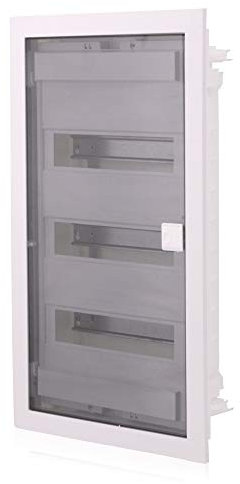 Intratec cuadro de distribución empotrado, IP40 – Caja de distribución interior, con puerta para instalación en espacios secos, de tres filas, 36 módulos, 592 x 347 x 92 mm, blanco