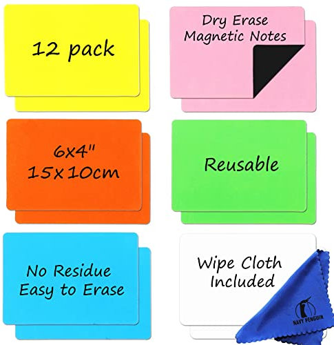 Magnete Beschreibbar für Kühlschrank – 12 Stück – 15x10 cm Whiteboard Magnetische Etiketten Magnetstreifen - Kleine Magnetsschilder zum Beschriften für Zuhause, Büro, Kanban und Schule