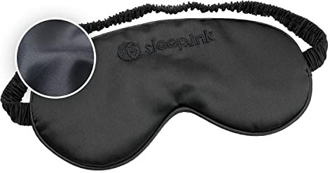 sleep.ink® Schlafmaske schwarz mit Stickerei| Unisex | Hautfreundlich | Ohne Ziepen | Extra weiches Material | 100% Lichtabdeckung | Nachtmaske mit elastischem Gummizug | Soft