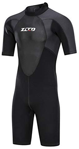 ZCCO Neoprenanzüge Herren 3 mm Premium Neopren, Rückenreißverschluss, kurzärmeliger Taucheranzug für Spearfishing,Surfen,SchnorchelnKanufahren, Taucheranzüge (Schwarz, 3XL)