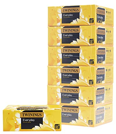 Twinings Everyday Tea Bags, 6 boxes of 100 String and Tag Tea bags (600 Total)
