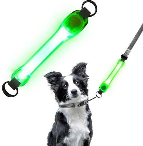 Light Up Dog Collars, Silicone LED Puppy Collar Flashing Led Light, Reflective Puppy LED Collar Safety Warning for Cats & Small Dogs Night Walking - Green