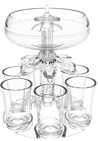 Xiaoxin 1/2-teiliger Schnapsglasspender, transparentes 6-Schnapsglas-Spender- und Halter-Set, Getränkespender, Likörspender, Heimbar-Zubehör, für Getränke, Whiskey, Cocktails