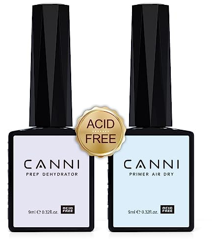 CANNI Nail Primer ongle gel uv et Déshydrateur pour Vernis Semi Permanent Set Ongle professionnel Primer en acrylique Acid Free Primer et desydratateur ongle