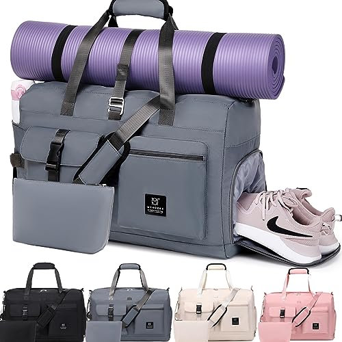 Sporttasche Damen Reisetasche Weekender Bag - Myhozee Handgepäck Tasche Gym Duffel Bag mit Kulturtasche, Schuhfach & Nassfach, Schwimmtasche Yogatasche Kliniktasche für Herren Damen Reise Fitness Yoga