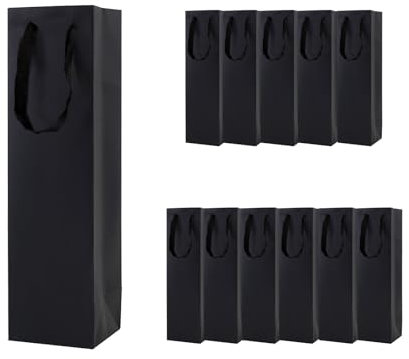 12 Stücke Geschenktüten für Wein Schwarz,Wein Champagner Geschenktüten Recycelbarer,Flaschentüten für Weihnachten, Hochzeit, Geburtstag