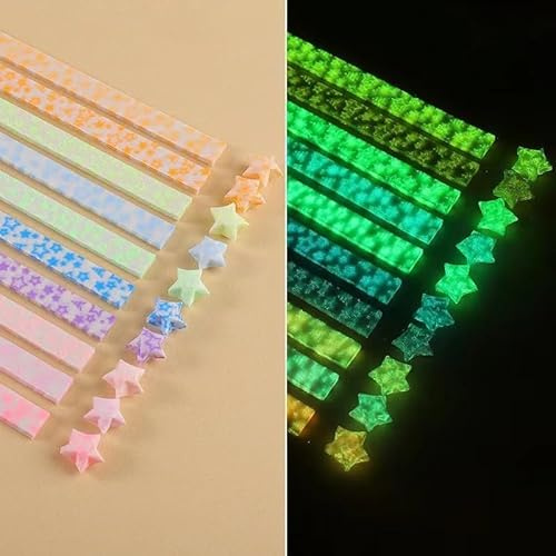 420 Sheets Luminous Star Origami Paper Strips Double Sided Paper Lucky Stars Decoration Papers for Gifts DIY Handmade Crafts (Star)