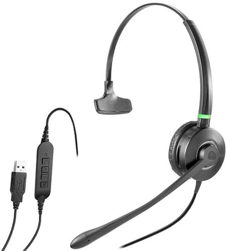Cleyver - Auriculares con cable, HC90, Busylight integrados, versión mono, micro cancelación de ruido, optimizado todo el software, protección acústica, conversaciones claras, negro