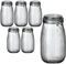 gouveo Set di 6 barattoli da 1500 ml scanalati con chiusura a leva, in vetro con chiusura a ferretto, per cucina e casa (BG1500R)