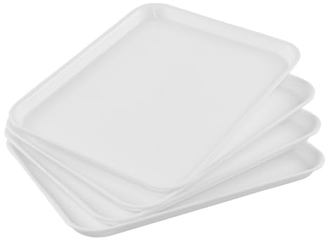 Haodehen 4 Pack Plastic Rectangular Serving Tray, Dinner Serving Platter
