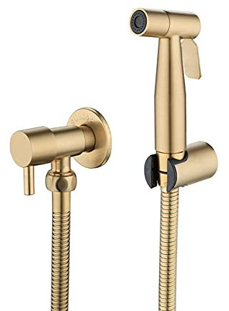 Ronlok Bidet de salle de bain, WC, kit de robinetterie, or brossé, un bidet, pulvérisateur, douche avec valve d'arrêt