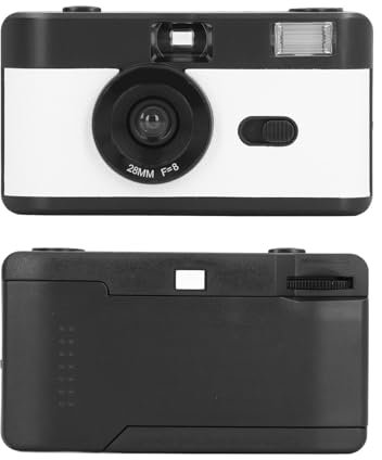 Vintage Film Camera, 35MM Reusable Film Camera Built in Flash, Lightweight Retro Camera for All Analog Hobbyists (Black and White)