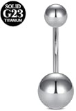 AceFun 16G 14mm Barras Piercing Ombligo Titanio Sólido, Anillos Cortos de Plata, Pendiente CZ, Cuerpo Barbell