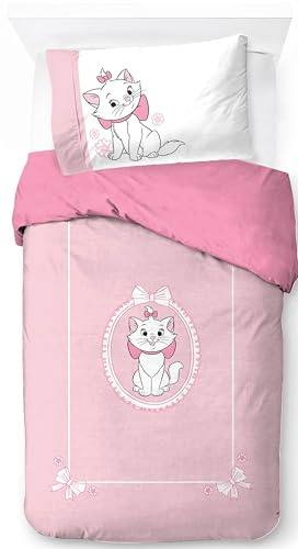 Jay Franco Disney Aristocats 100% Cotton Single Duvet Cover Set - Marie White Kitty Bedding Includes 50 x 70 cm Pillowcase