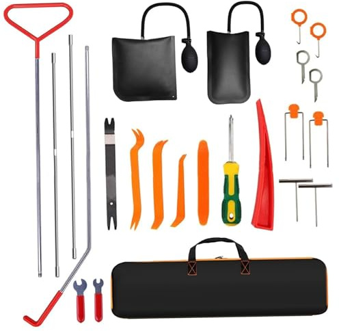 Kit de herramientas de automóvil 24 piezas/establecimiento Kit de bloqueo de automóvil de acero inoxidable Bloqueo de de vehículos portátiles con bolsa de carro para aire