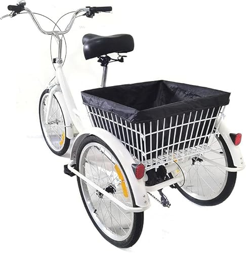 KigerNee 20 Zoll Dreirad Erwachsene 8-Gang | Dreirädriges Seniorenfahrrad mit Einkaufskorb (20kg), Höhenverstellbarem Sattel & Licht | Stabiles Lastenrad für Einkauf, Reha, Freizeit (Weiß)