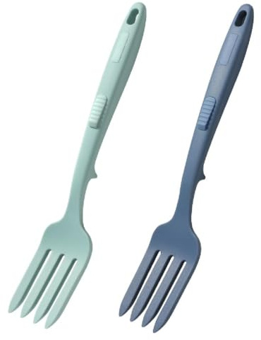 2Pz da Silicone, Forchetta Cucina Silicone Resistente al Calore Multifunzionale Antiaderente Forchetta per Frullare per Cucina Mescolare Schiacciare (Blu Lago, Blu Scuro