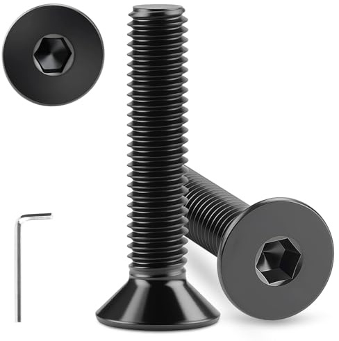 Sturiz 80 stycken M3 x 8 mm försänkta skruvar svart rostfritt stål A2 V2A försänkt huvud sexkantsskruvar DIN 7991 försänkta skruvar helgängade med insexnyckel för möbelreparationsmaskiner