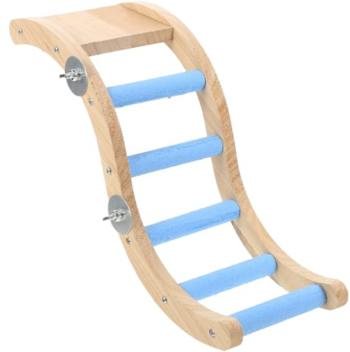 INOOMP Échelle à Oiseaux en Bois pour Cage, Interactif à Mâcher et Affûtage des Griffes, Accessoire pour Perruches et Calopsittes en Intérieur
