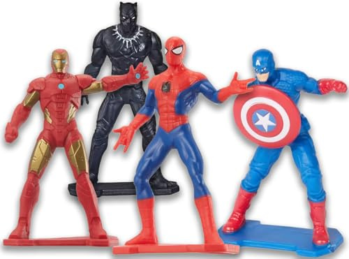 Figuras Marvel Pack 4 Superhéroes 7cm – Spider-Man, Iron Man, Capitán América y Black Panther | Figuras Acción Niños 4+ | Juguetes Marvel Regalo Niño
